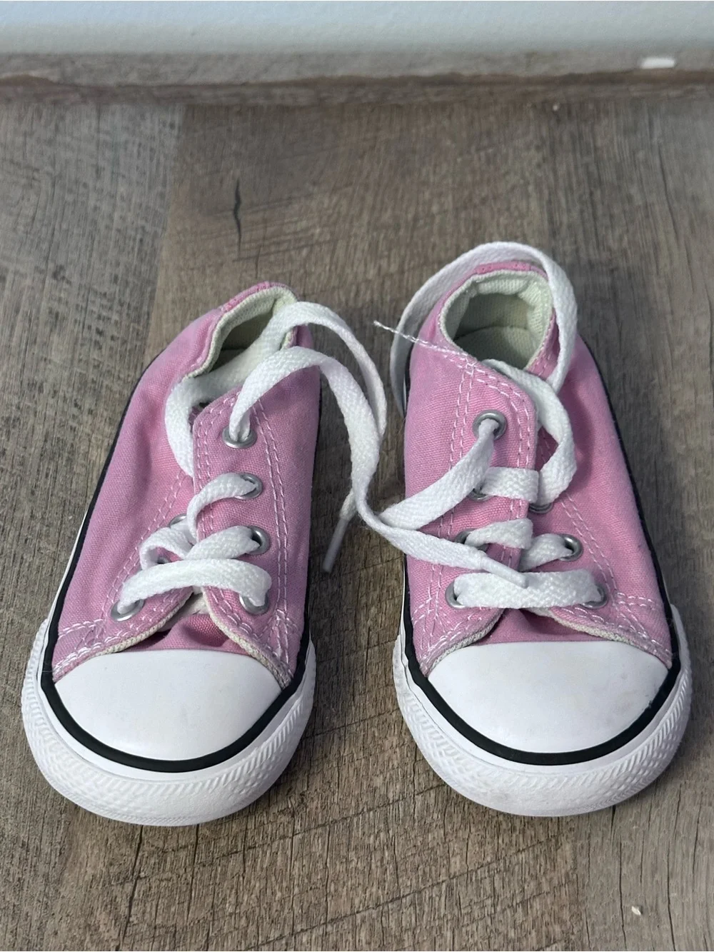 Converse Pink Canvas Kids Lace-Up Sneakers with White Toe